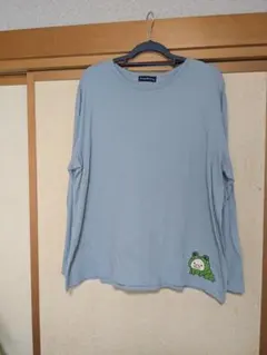 drug store's 長袖Tシャツ 水色 カエルと豚