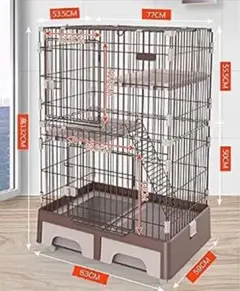 猫ケージ/3段/トイレ・引き出し付き/洗浄・消毒済