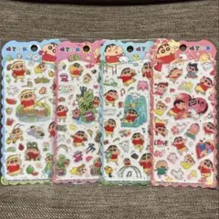 ⑨ クレヨンしんちゃん　ぷっくり クリアシール ステッカー 4枚セット