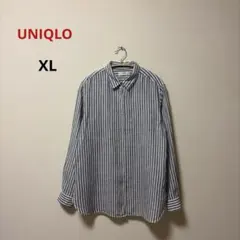 UNIQLOプレミアムリネンストライプシャツXLストライプ　レディース