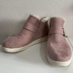 ◆ 美品 スエード ムートンブーツ ファー付き スニーカーブーツ 23 ピンク