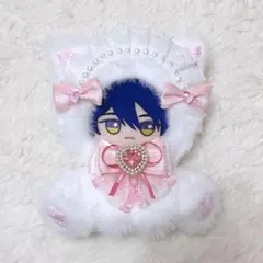 おすわりぬい服　チェックねこちゃん　11㎝〜15㎝　ちびぐるみ　にじぬい おすわりぬい服 ピンクプレゼントねこちゃん 11㎝〜15㎝ ちびぐるみ に