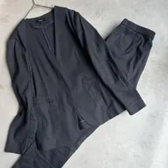 セオリー スーツ セットアップ パンツ ノーカラー リネン混 23SS ネイビー