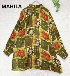 MAHILAインド製＊アートシャツブラウス　ヴィンテージ　フリーサイズ