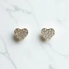 美品　SWAROVSKI ピアス　パヴェ　ハート　ゴールド　希少品　レア