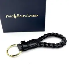 新品未使用 ポロラルフローレン キーホルダー 編み込み レザー 黒 箱付 完売
