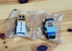 マインクラフト ソフビパペットマスコット　スノーゴーレム　スティーブ　2種
