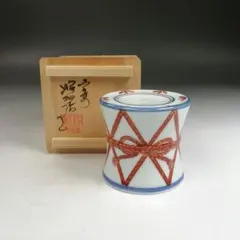 Ｗ５９８　蓋置　『色絵　鼓』『高野昭阿弥 造』　共箱　茶道具のサムネイル