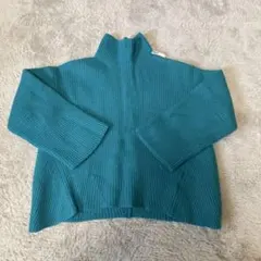 Mila Owen ターコイズ リブ編み ハイネック セーター