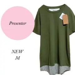 【Presenter】新品未使用♡半袖Tシャツ♡カジュアル♡チェック【М】カーキ