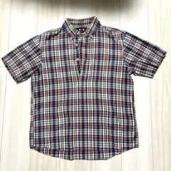 VAN チェック柄 半袖シャツ ネイビー/レッド