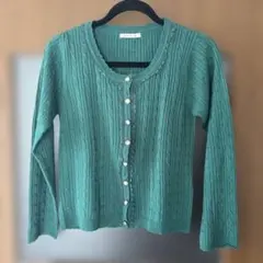 axes femme ケーブルニットカーディガン グリーン