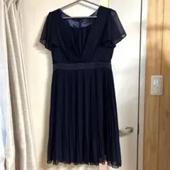 【美品】UNTITLED ネイビー フレアスリーブ 膝丈ワンピース Mサイズ