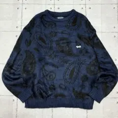 ペイズリー総柄 アクリルニット Lサイズ The Fox Collection