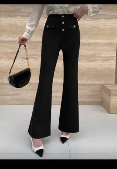 SHEIN ハイウエスト フレアパンツ ブラック