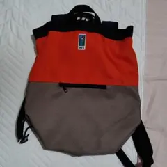 オレンジ/ブラウン ナイロンバッグ