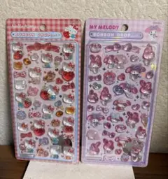 正規品　ハローキティとマイメロディ　ボンボンドロップシール
