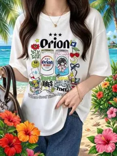 【肩幅56㎝胸囲124㎝長さ78㎝袖丈24㎝】Tシャツ【男女兼用】オリオンビール