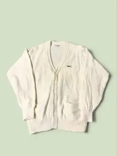 LACOSTE ワンポイント・Vネックカーディガン 古着　ヴィンテージ
