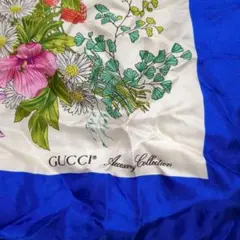 希少 GUCCI 大型 花柄 シルク スカーフ ヴィンテージ オールドグッチ