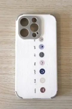iPhone14pro用ケース 曜日デザイン ホワイト