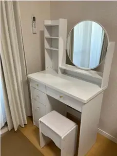 ニトリ　3面鏡ドレッサー　ホワイト　椅子（スツール）付き　※少し訳あり ニトリ 3面鏡ドレッサー ホワイト 椅子（スツール）付き ※少し訳あり