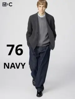 ユニクロ UNIQLO C タックストレートパンツ 76 NAVY