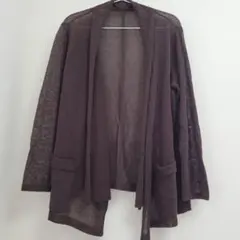 美品 Leilian レリアン ダークブラウン 薄手カーディガン 長袖 羽織春夏のサムネイル