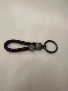 BOTTEGA VENETA ダークパープル　レザーキーホルダー・キーリング