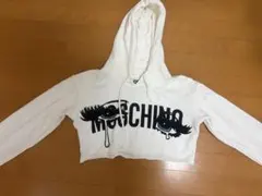 MOSCHINO クロップド丈 パーカー ホワイト