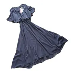 新品　グローバルワーク　ドレスワンピース　シフォン　結婚式　洗える　M ネイビー