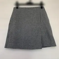 UNIQLO ウールブレンドラップミニスカート グレー チェック サイズ64