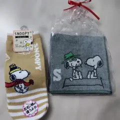 スヌーピー　ガーゼハンカチ　靴下