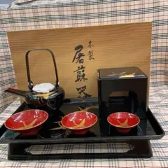 お屠蘇セット　おとそ　御屠蘇器　黒 木製 漆塗り お屠蘇セット 屠蘇器 漆器 本漆 黒 扇面 七ツ揃 屠蘇器（桐箱入