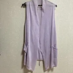麻100% ノースリーブ ロングカーディガン ライトパープルのサムネイル
