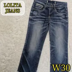 【LOLITA JEANS✨M】デニム ジーンズ 刺繍 鬼ヒゲ パンツのサムネイル