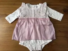 mill mill フリルロンパース ピンク/ホワイト