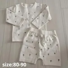 韓国ベビー服　ホワイト パームツリー柄 ニットセット