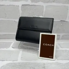 (未使用品)大人気、コーチ、折り財布、オールレザー、がま口、人気色、黒、シンプル
