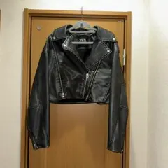 ZARA グレー ライダースジャケット クロップド