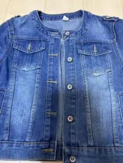 デニムジャケット レディース ノーカラー