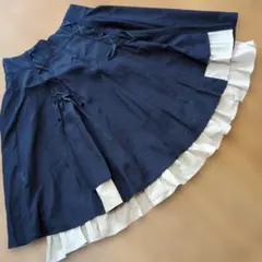 アクシーズファム　ネイビー フレアスカート リボン付き