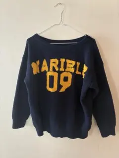 ワンショルダー ネイビー ニットセーター