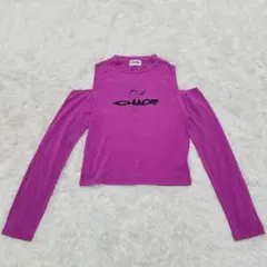 フォロウィン　オフショルダー　長袖Tシャツ　パープル　【フリーサイズ】のサムネイル
