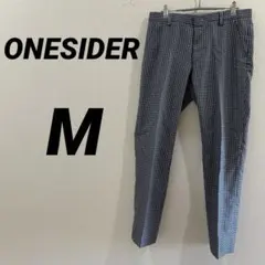 ONESIDER スラックスパンツ チェック柄 テーパード ビジネス カジュアル