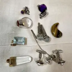 K18・14K・SILVER 天然石 ジュエリーセット(水晶、アクアマリン等)