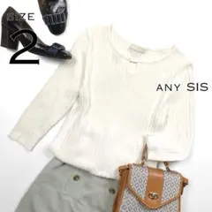 【美品】any SiSエニィスイス レーヨン混ゴールドチャームリブニットM白