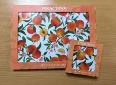 【英国ブランド】LEONARDO ピーチ柄 ランチョンマット＆コースターセット