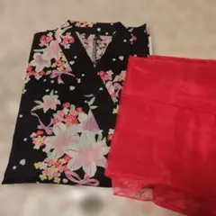 motherways 浴衣 150cm ブラック 花柄 リボンのサムネイル