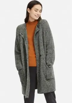 ユニクロ ツイードニットコート Mサイズ　UNIQLO